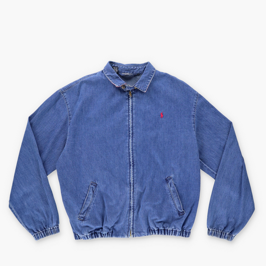 RALPH LAUREN POLO 'USA Made' Vintage Denim Bomber Zip-Up Jacket (L)