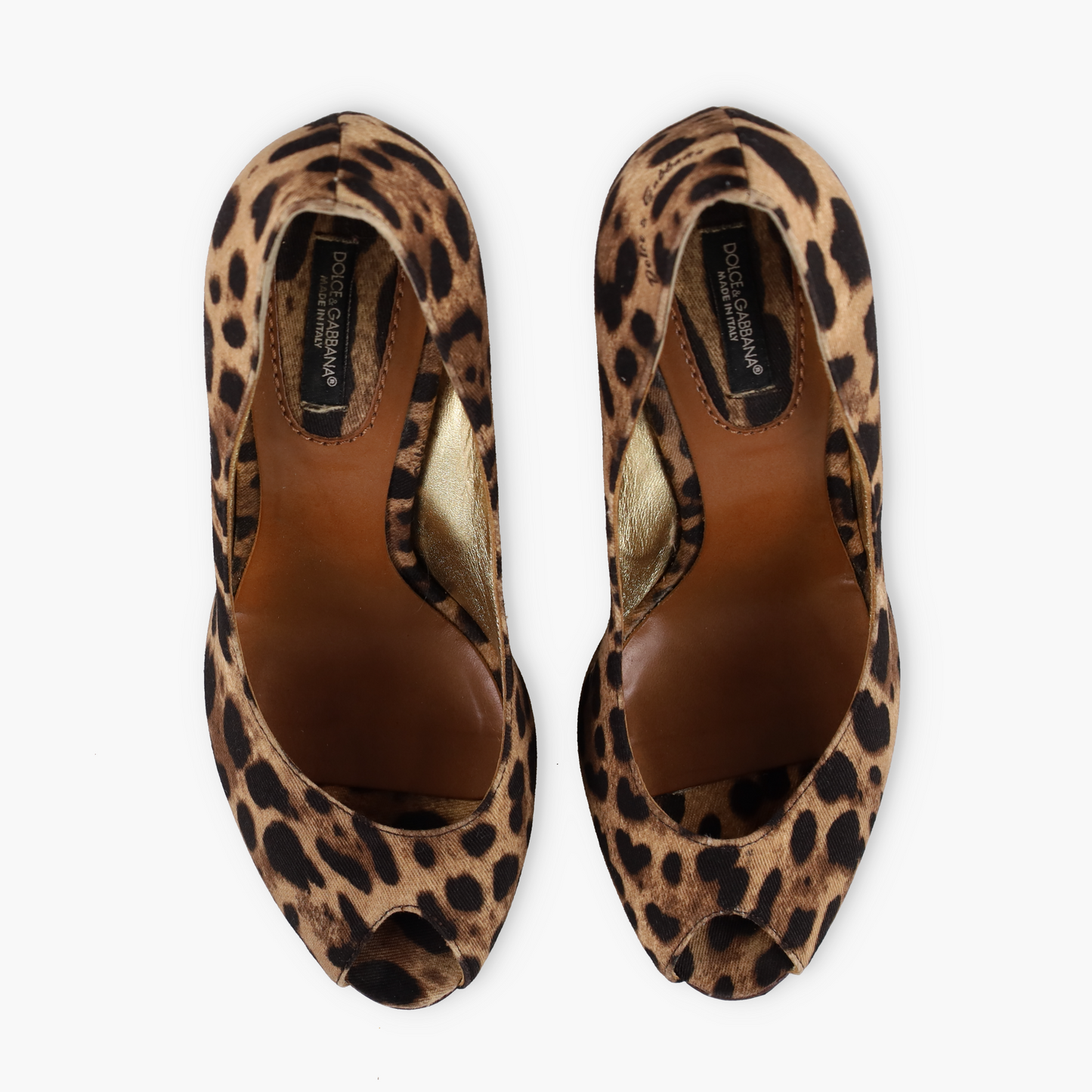 DOLCE & GABBANA Leopard Print Peep Toe Pump Heels (37)