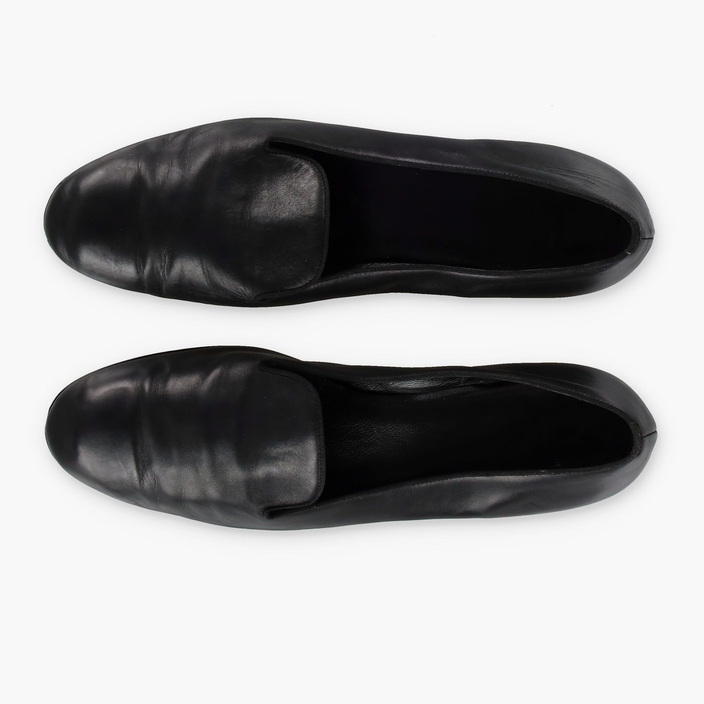 SAINT LAURENT Black Leather Italy Made Slip On Loafers (42)