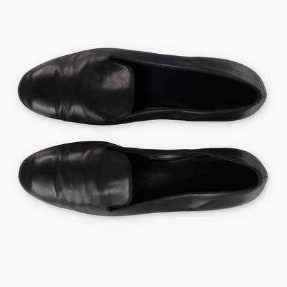 SAINT LAURENT Black Leather Italy Made Slip On Loafers (42)