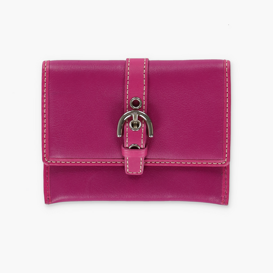 COACH Fuchsia Pink Silver Buckle Purse Bag