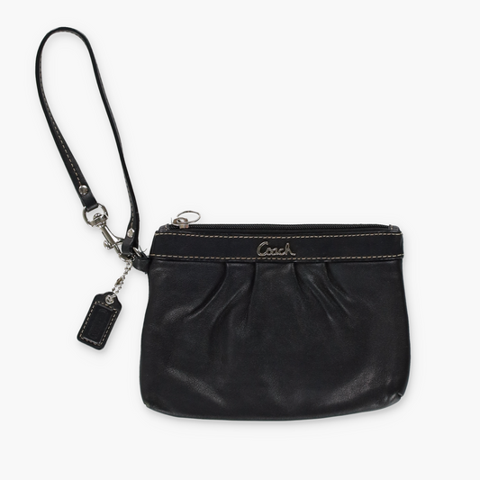COACH Pleated Black Logo Wristlet Purse Bag