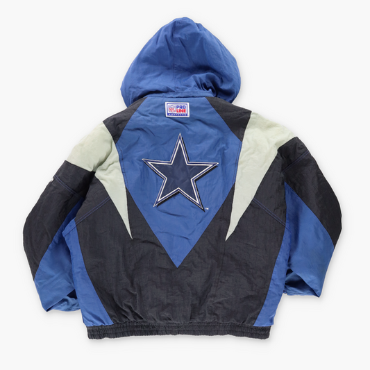 REEBOK Dallas Cowboys Football Embroidered Hooded NFL Windbreaker Jacket (L)