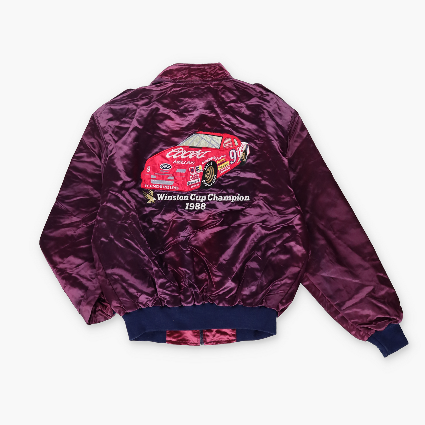 Vintage Ford 'Thunderbird' Bill Elliot NASCAR Embroidered Racing Bomber Jacket (M)