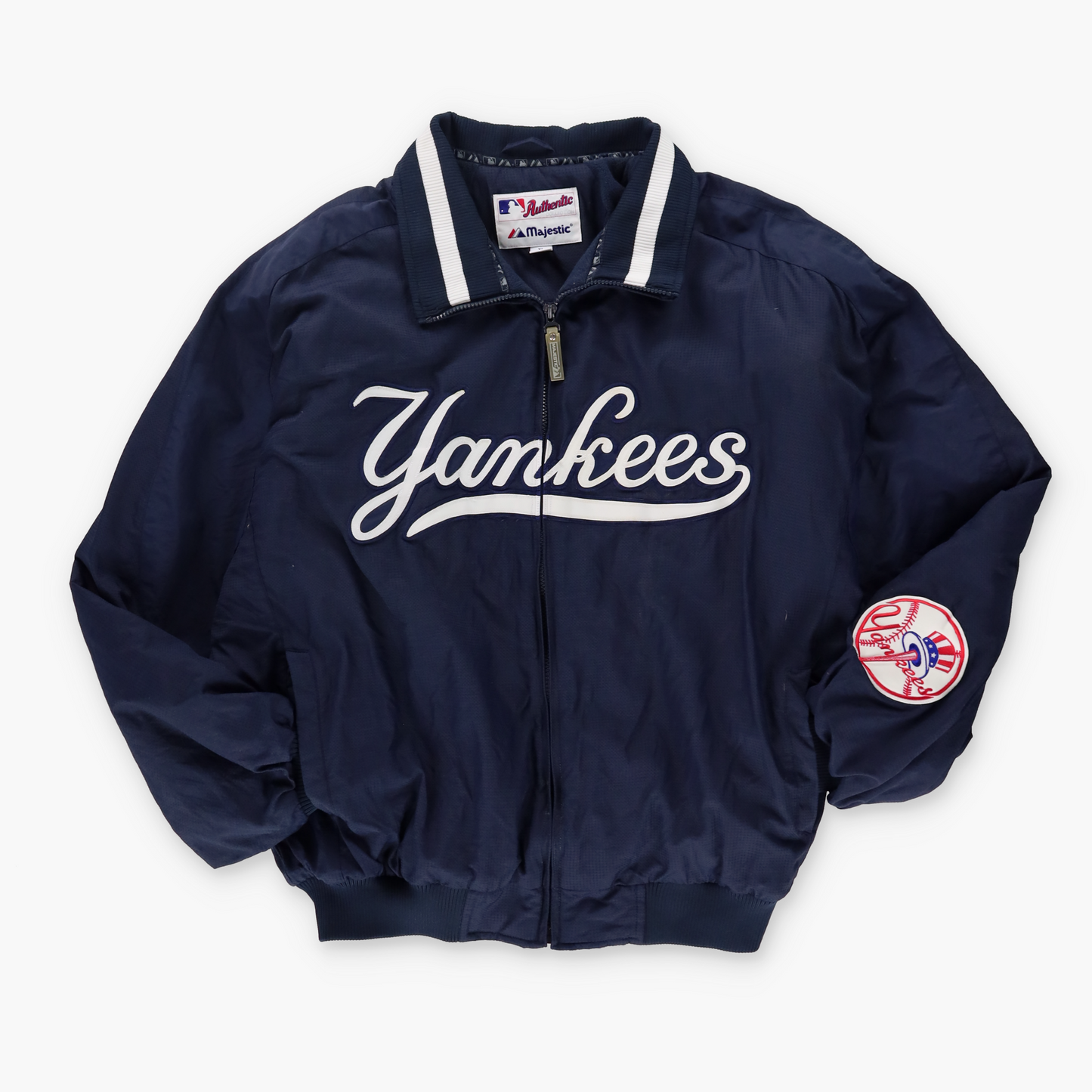 YANKEES Baseball Navy & White MLB Zip Up Windbreaker Jacket (XL)