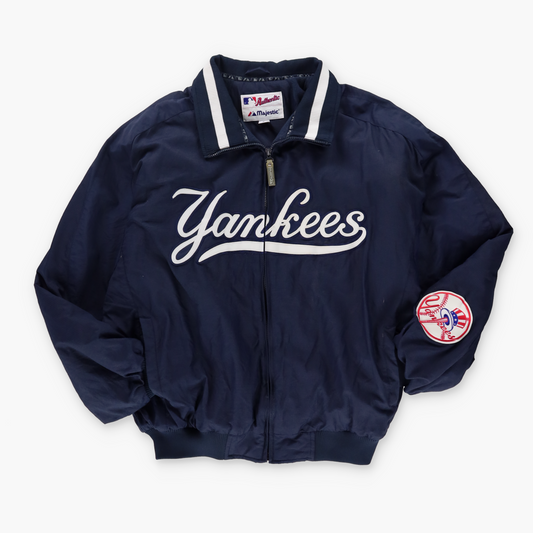 YANKEES Baseball Navy & White MLB Zip Up Windbreaker Jacket (XL)