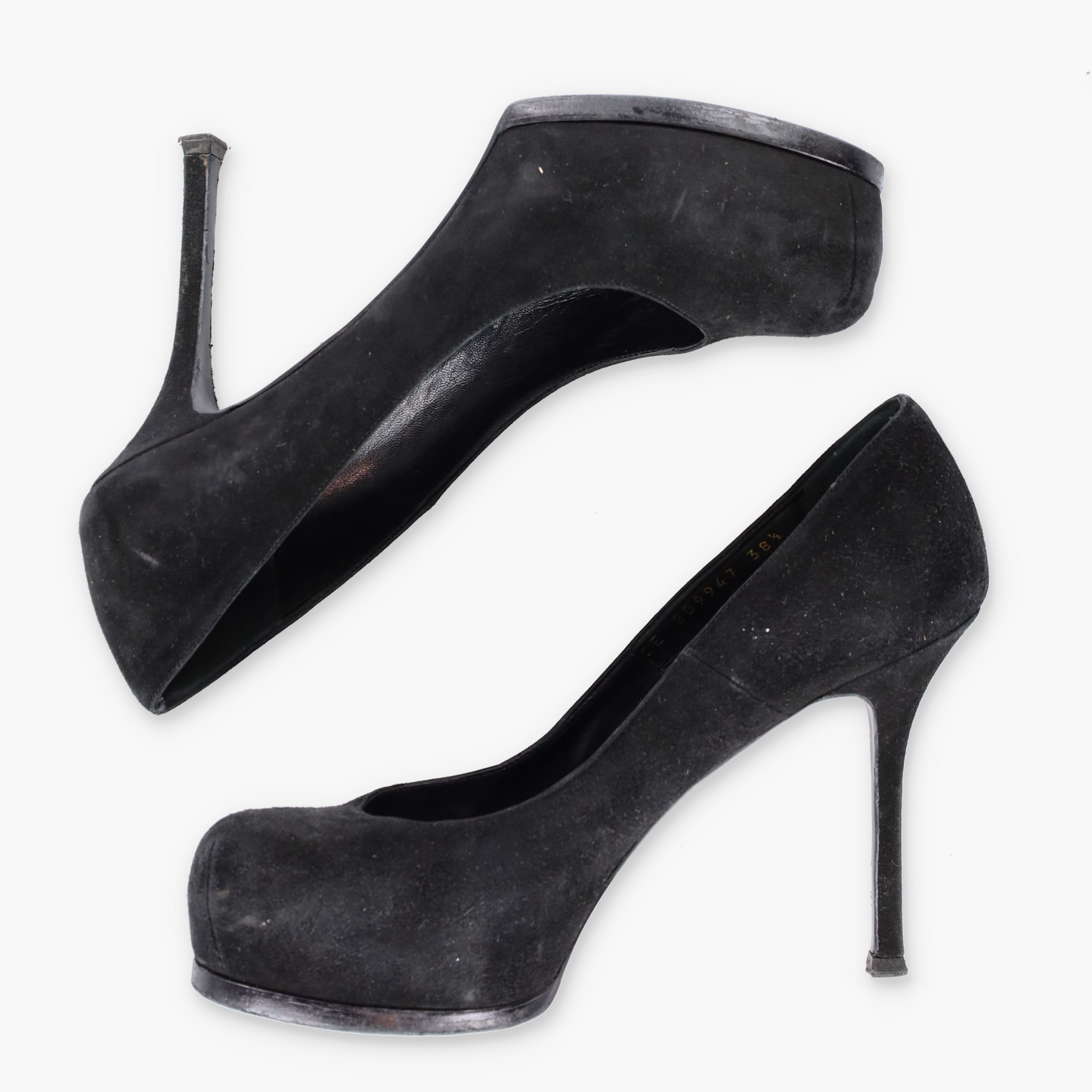 YVES SAINT LAURENT YSL Suede Platform Black Pump Heels (38.5)