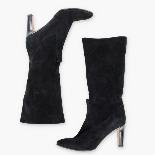 CHLOE Suede Black Heeled Italy Made Calf Boots (36.5)