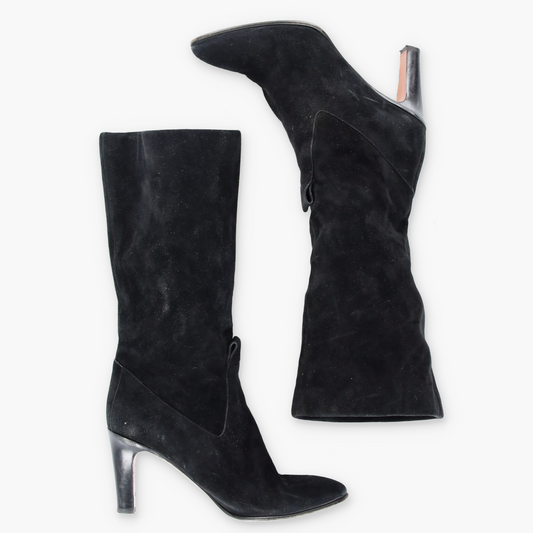 CHLOE Suede Black Heeled Italy Made Calf Boots (36.5)