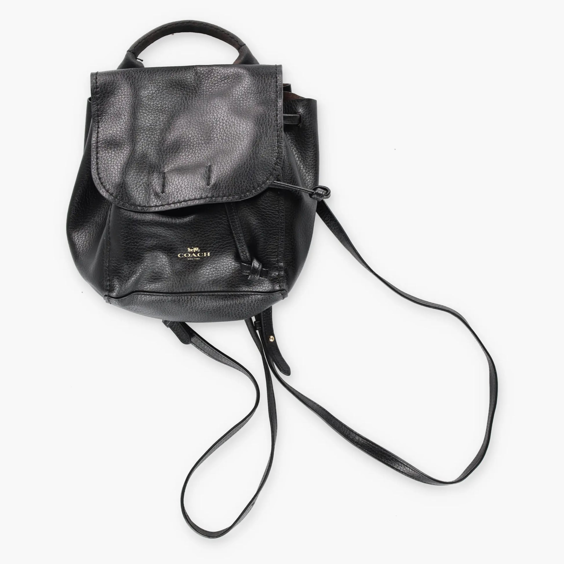 COACH 'Derby' F59819 Black Pebbled Mini Drawstring Backpack - Vintage Sole Melbourne