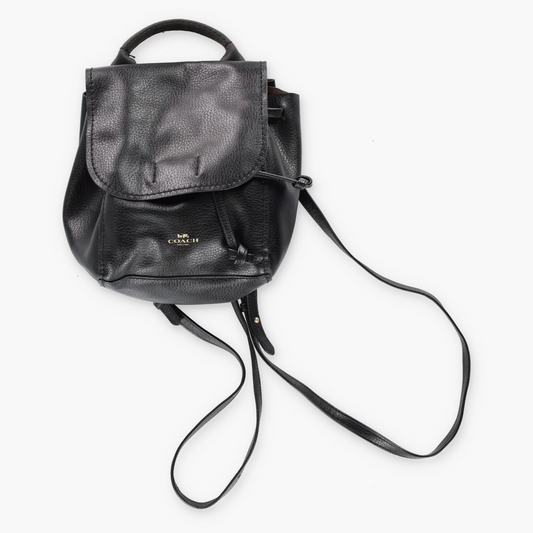 COACH 'Derby' Black Pebbled Mini Drawstring Backpack