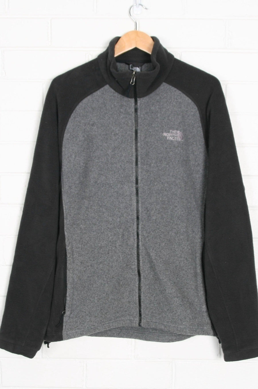 THE NORTH FACE Black & Grey Colour Block Fleece Jacket (L)