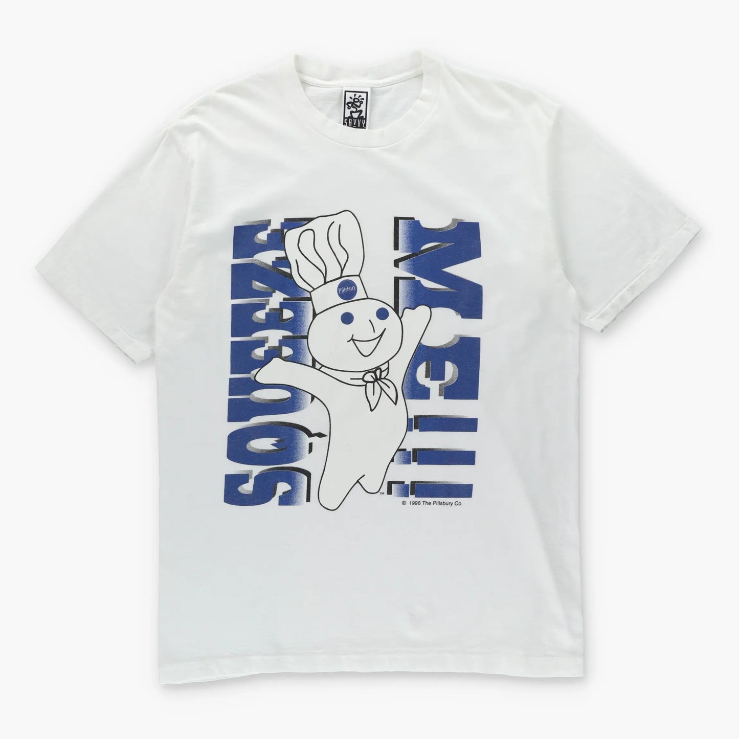 Vintage 1996 Pillsbury Doughboy "Squeeze Me" White Single Stitch T-Shirt USA Made (L) ***COCO - Vintage Sole Melbourne