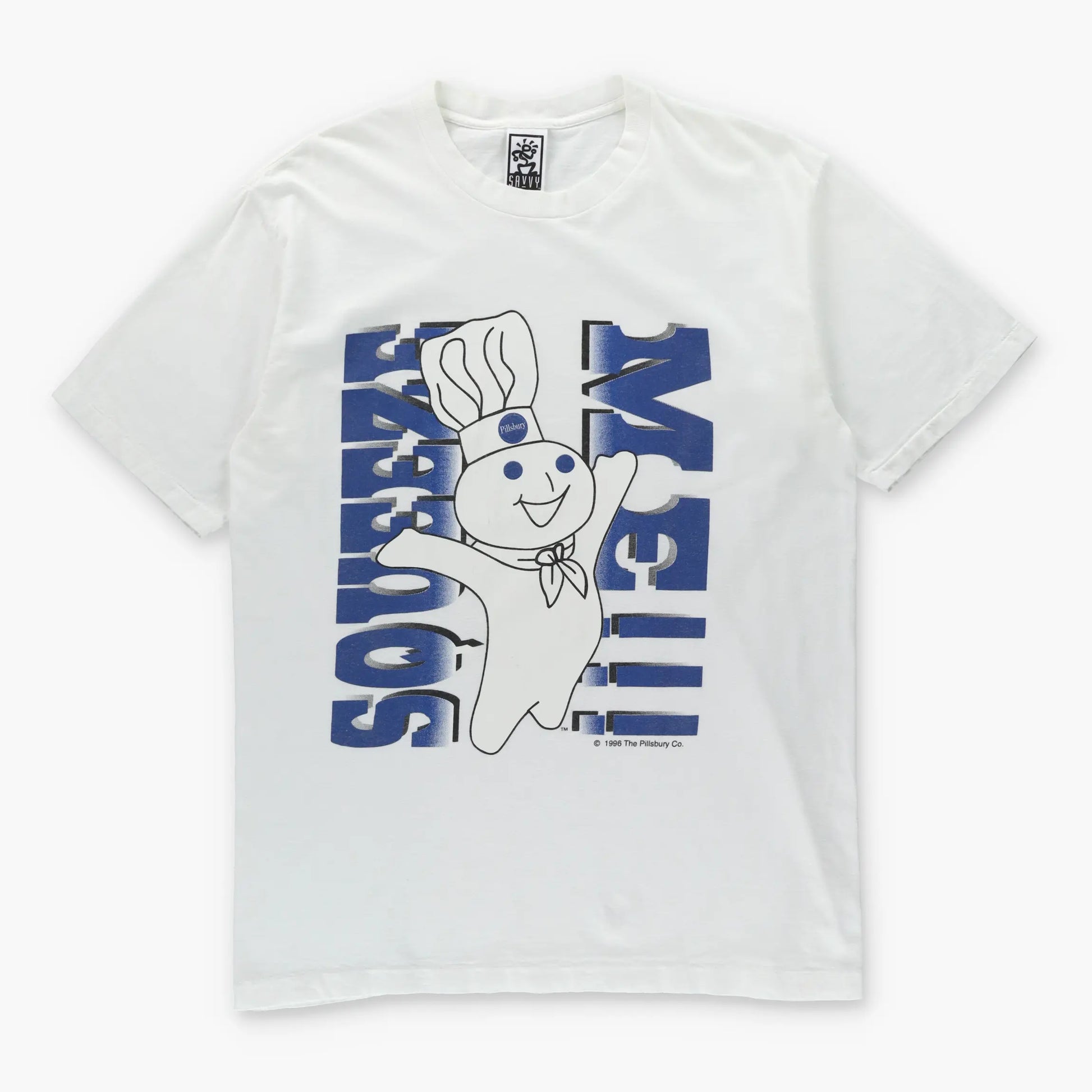 Vintage 1996 Pillsbury Doughboy "Squeeze Me" White Single Stitch T-Shirt USA Made (L) ***COCO - Vintage Sole Melbourne
