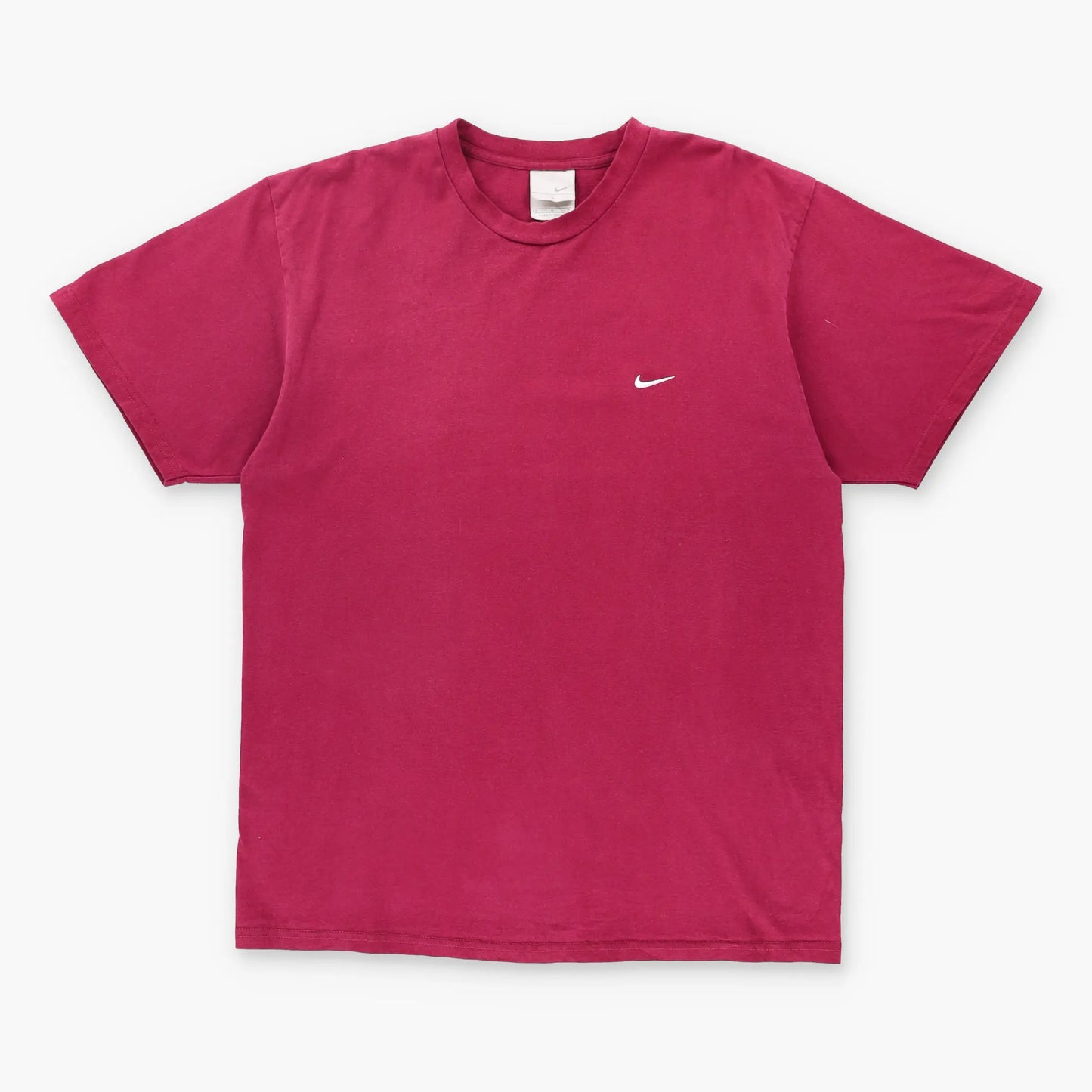 Vintage NIKE Embroidered Swoosh Burgundy & White T-Shirt (L)