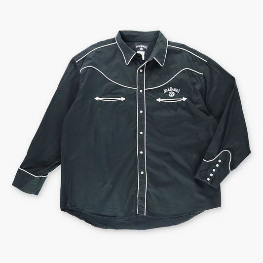 Vintage JACK DANIELS Western Snap Button  Black & White Long Sleeve Shirt (XXL)