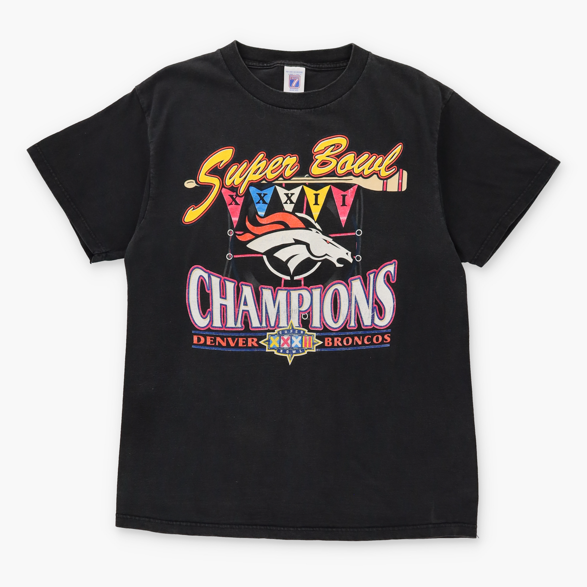 SUPER BOWL XXXII Champions Denver Broncos Vintage Black T-Shirt (L) Vintage Sole Melbourne