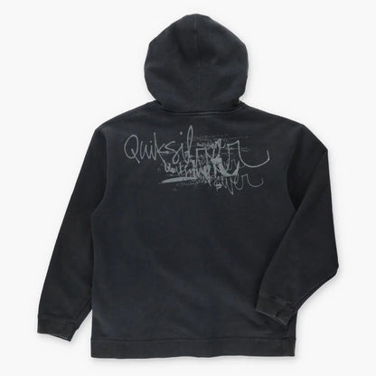 QUIKSILVER Logo Graphic Full Zip Black Fleece Lined Hoodie Sweatshirt (M) Vintage Sole Melbourne