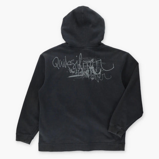 QUIKSILVER Logo Graphic Full Zip Black Fleece Lined Hoodie Sweatshirt (M) Vintage Sole Melbourne