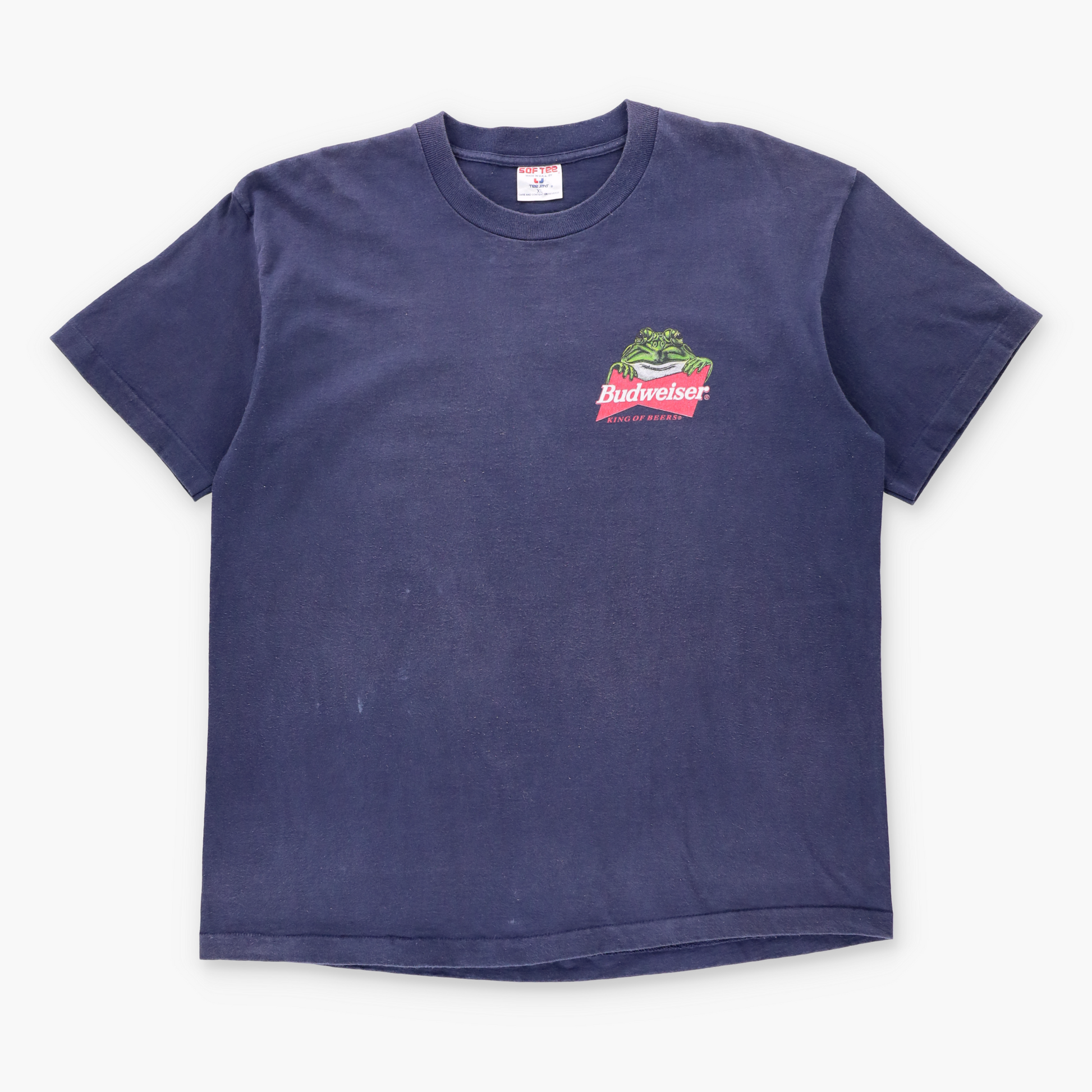Vintage 1997 Budweiser Beer & Frogs "This Bud's For You!" Navy Single Stitch Tee USA Made (XL) Vintage Sole Melbourne
