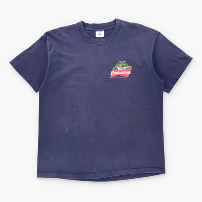 Vintage 1997 Budweiser Beer & Frogs "This Bud's For You!" Navy Single Stitch Tee USA Made (XL) Vintage Sole Melbourne