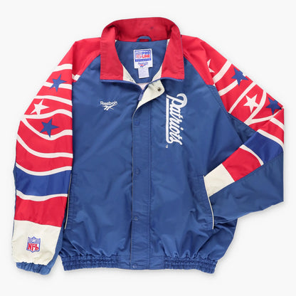 Vintage REEBOK 'NFL Pro Line' New England Patriots Embroidered Logo Windbreaker Jacket (XXL)