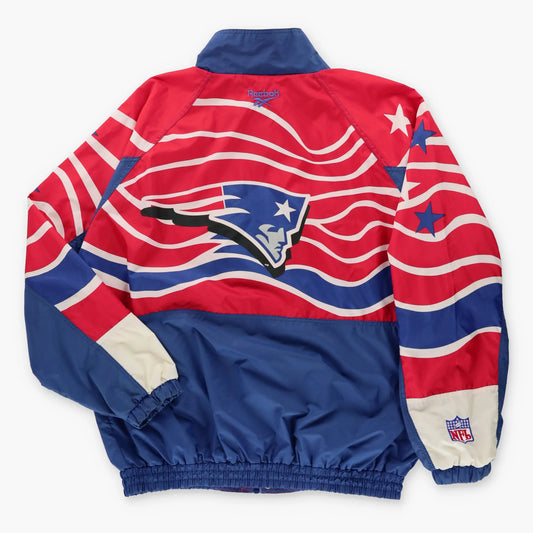 Vintage REEBOK 'NFL Pro Line' New England Patriots Embroidered Logo Windbreaker Jacket (XXL)