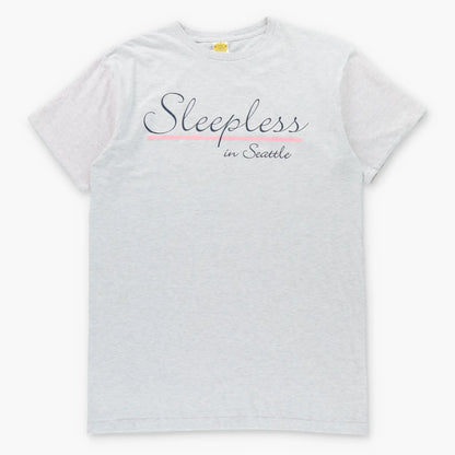 Vintage 90's 'Sleepless In Seattle' Movie Promo Grey & Pink Cuffable Sleep Tee (L)