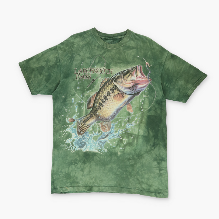 THE MOUNTAIN 'Largemouth Bass' Graphic Green Tie Dye T-Shirt (L)