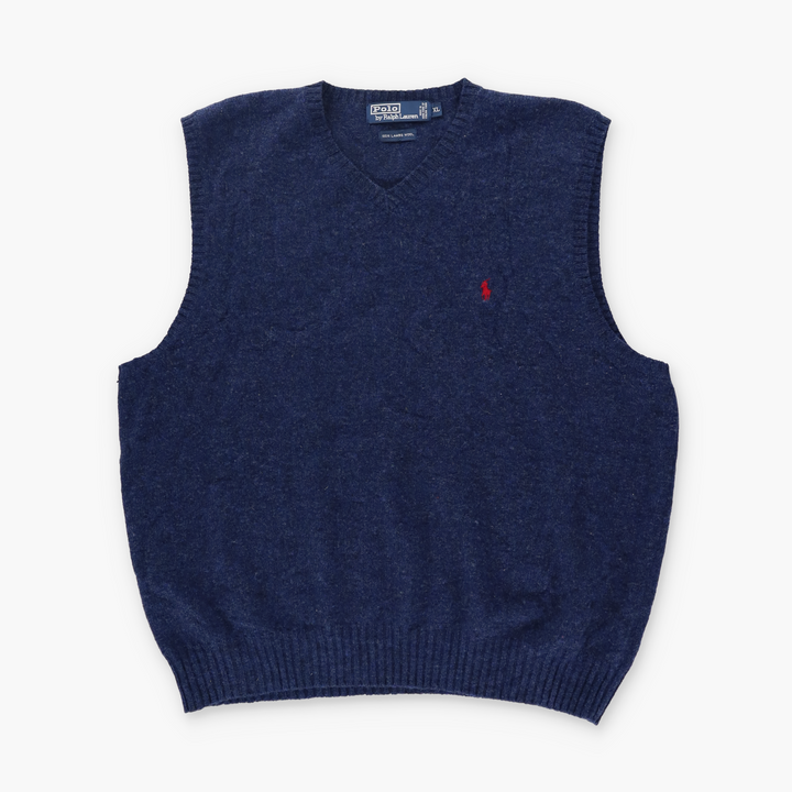 RALPH LAUREN POLO Navy Blue Wool Knit Sweater Vest (XL)