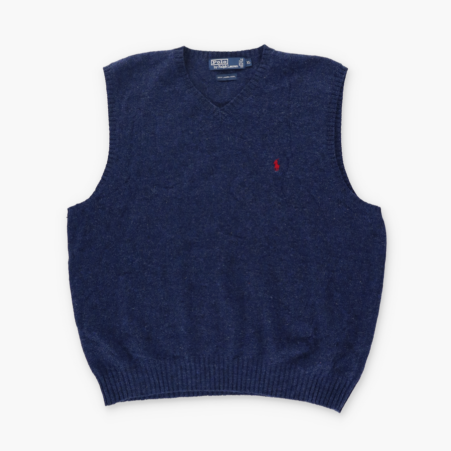RALPH LAUREN POLO Navy Blue Wool Knit Sweater Vest (XL)