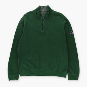 RALPH LAUREN POLO Green & Grey Reversable 1/4 Zip Knit Sweater (XL)