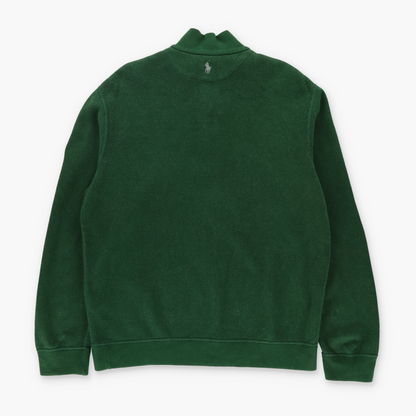 RALPH LAUREN POLO Green & Grey Reversable 1/4 Zip Knit Sweater (XL)