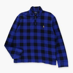 RALPH LAUREN POLO Check Plaid 'Estate Rib' 1/4 Zip Knit Sweater (L)