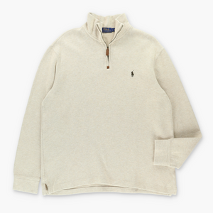 RALPH LAUREN POLO Beige 1/4 Zip Knit Sweater (L)