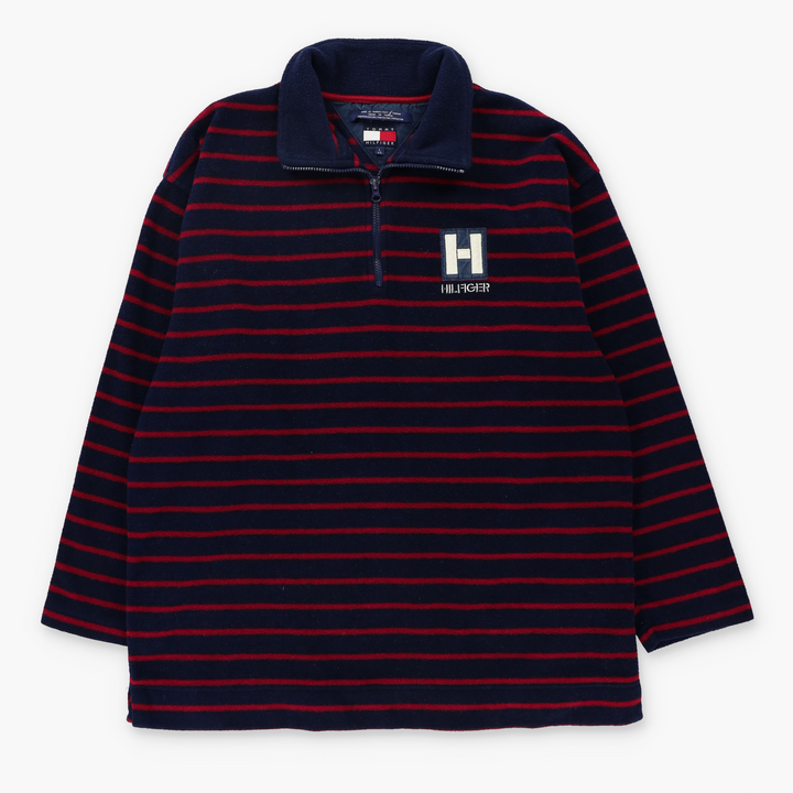 TOMMY HILFIGER Nautical Stripe 1/4 Zip Fleece Sweatshirt (L)