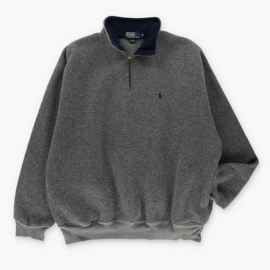 RALPH LAUREN POLO Grey 1/4 Zip Fleece Sweatshirt (XL)