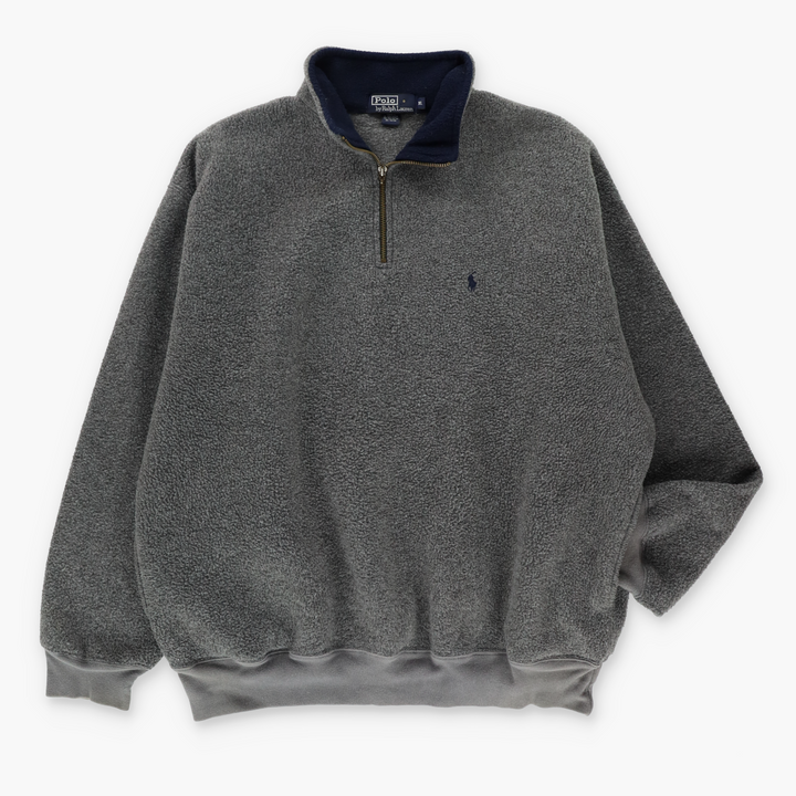 RALPH LAUREN POLO Grey 1/4 Zip Fleece Sweatshirt (XL)