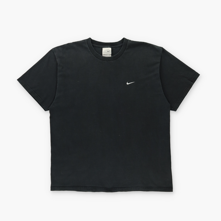NIKE Embroidered Swoosh Logo Casual Black & White Tee (L)