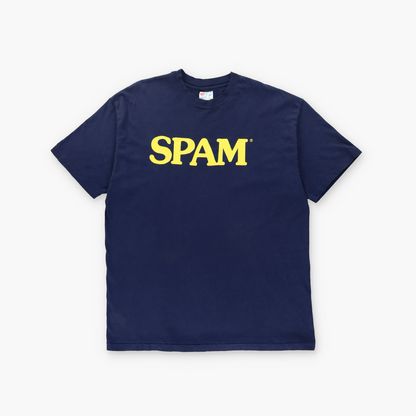 "Spam" Single-Stitch Navy & Yellow HANES Tee USA Made (XL)