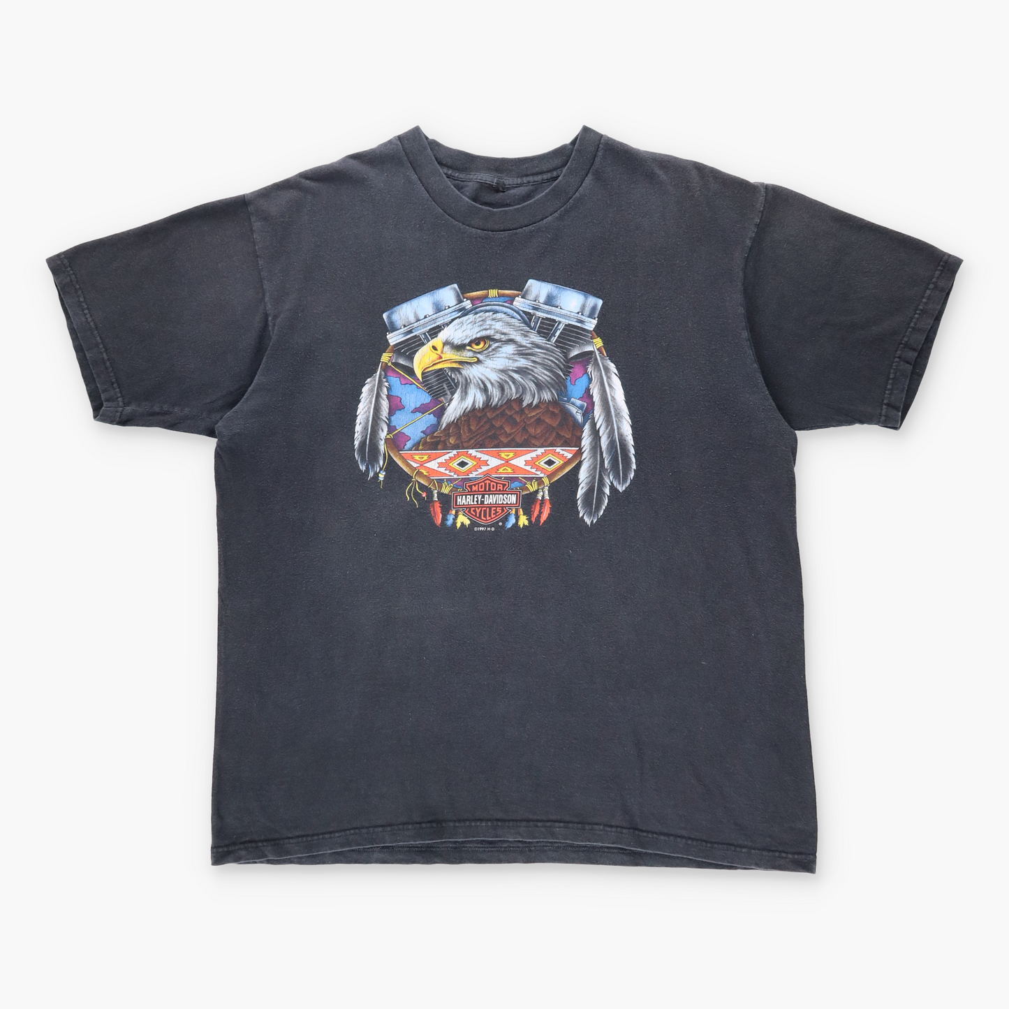 Vintage 1997 HARLEY DAVIDSON Eagle Feather 'Southside' Motorcycle T-Shirt (XL) Vintage Sole Melbourne