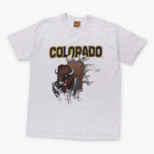 Vintage COLORADO Buffaloes Front Back Football Grey T-Shirt (L) Vintage Sole Melbourne