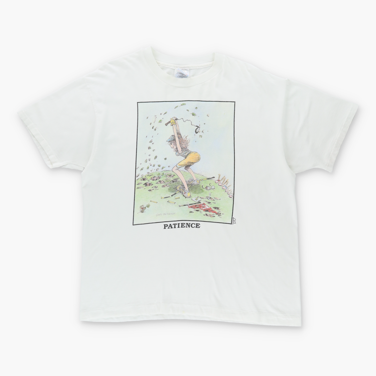 Vintage COMEDY 'Patience' Gary Paterson Golfer Lady Single Stitch USA Made T-Shirt (XL ) Vintage Sole Melbourne
