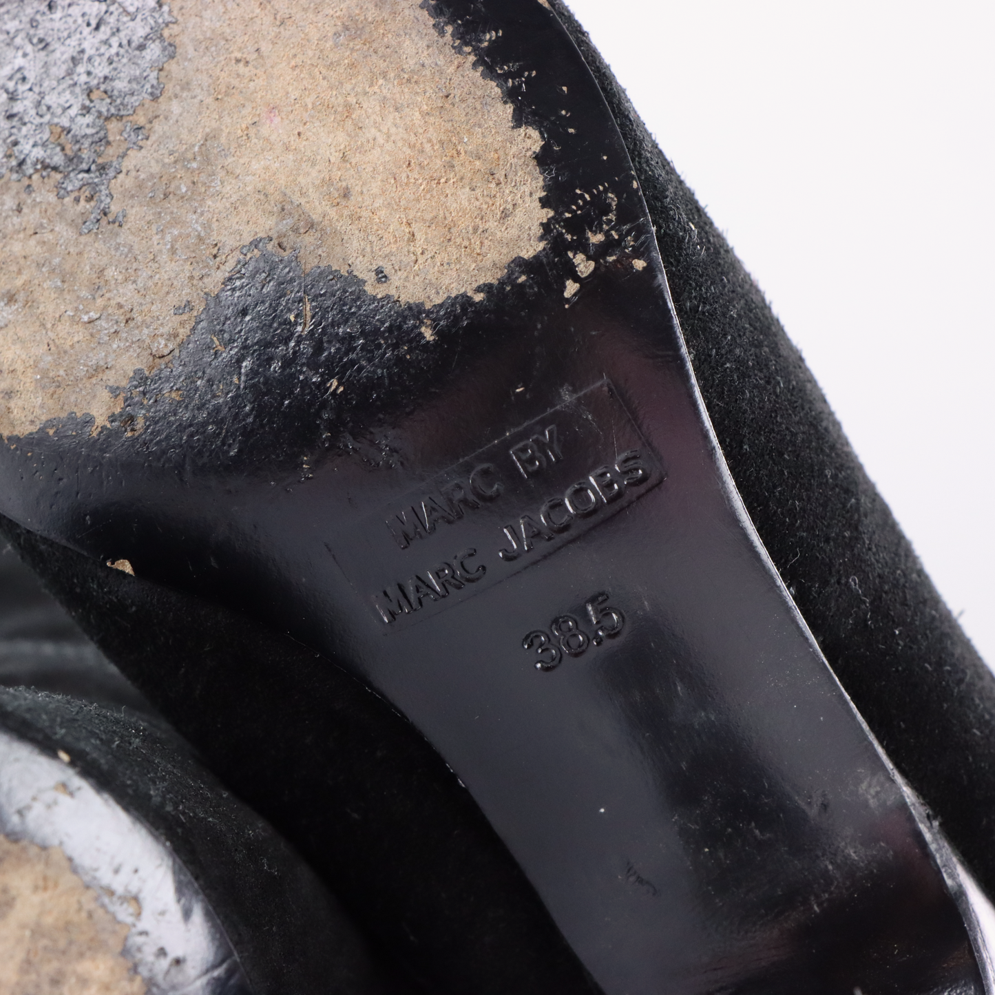 MARC BY MARC JACOBS Black Suede Ruffle Heeled Boots (38.5)