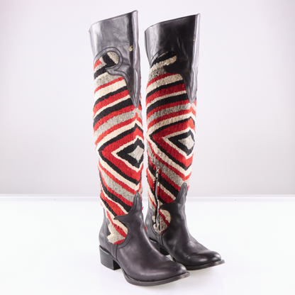 FREEBIRD BY STEVEN 'Cabal' Quilted Blanket & Leather Boots (39)