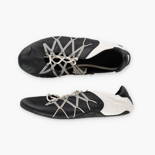 PUMA Black & White Lace-Up Y2K Ballet Flats Sneakers (9.5)