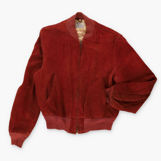 FLYNNTAN X DU PONT Suede 50s Style Auburn Zip Up Bomber Jacket (M-L)