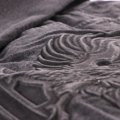 HARLEY DAVIDSON 3D Eagle Embossed Black USA Made Denim Jacket (XL)