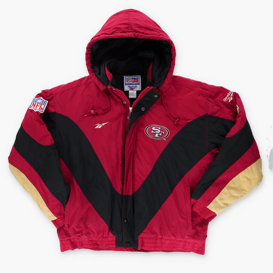 1996 REEBOK San Francisco 49ers 50th Anniversary Korean Made NFL Puffer Jacket (XL)