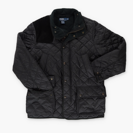 RALPH LAUREN POLO Hunting Quilted & Suede Black Puffer Jacket (L)